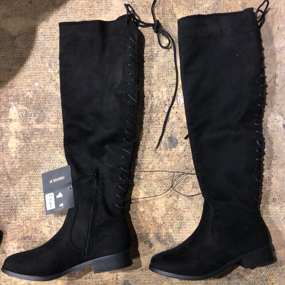 Forever 21 Shoes - Forever 21 Black Over the Knee Lace Black Boots